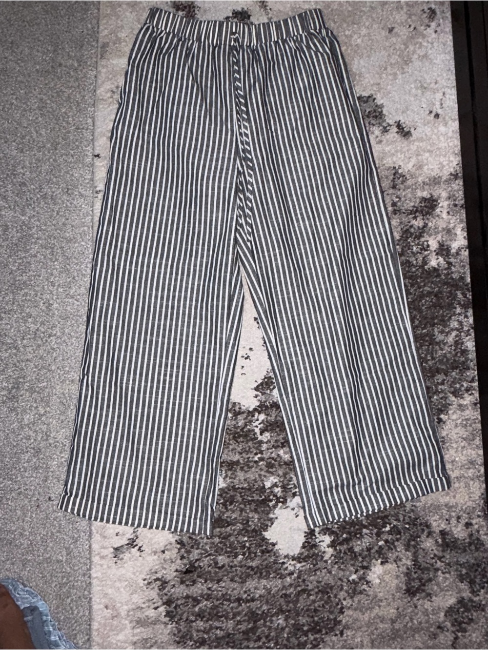 SHEIN Gray & White Striped Wide Leg Pants